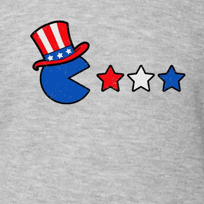 4th Of July Eating Usa Flag Stars Retro Gamer Toddler Sweatshirt