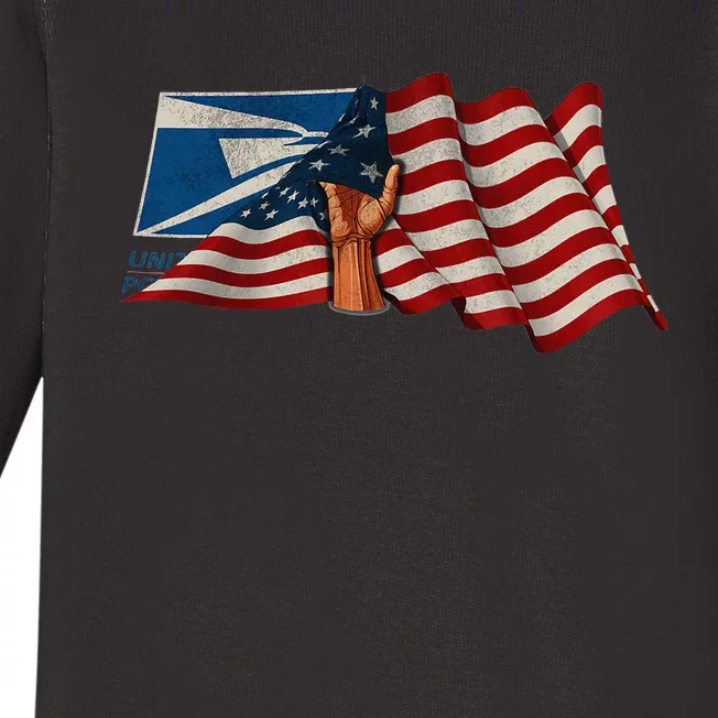 4th of July Independence Day Your Name US Postal Service Baby Long Sleeve Bodysuit