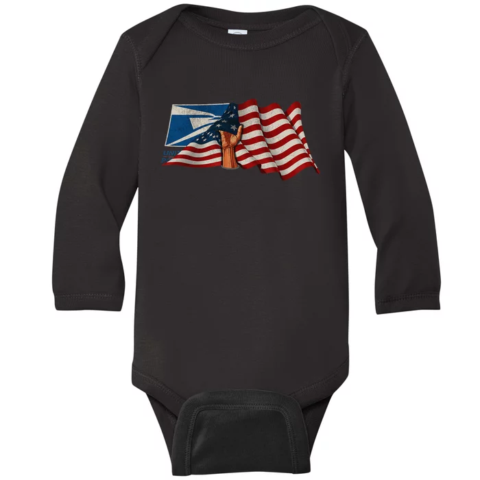 4th of July Independence Day Your Name US Postal Service Baby Long Sleeve Bodysuit