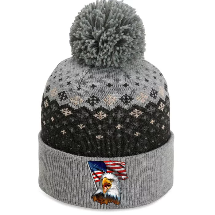 4th Of July Eagle American Flag The Baniff Cuffed Pom Beanie