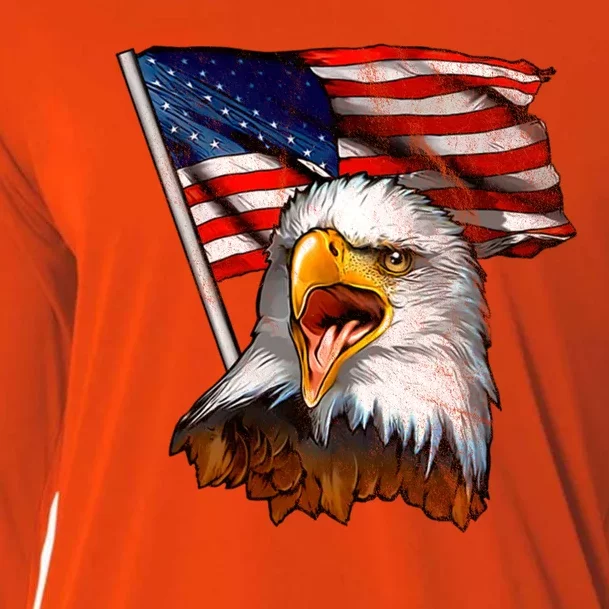 4th Of July Eagle American Flag Cooling Performance Long Sleeve Crew