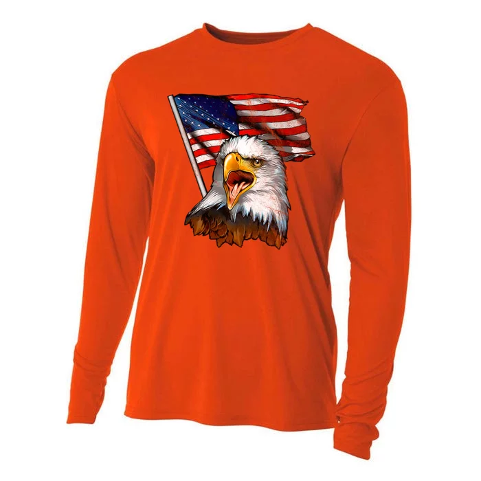 4th Of July Eagle American Flag Cooling Performance Long Sleeve Crew