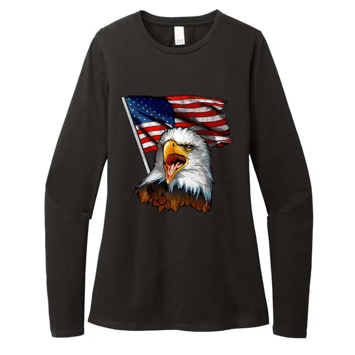 4th Of July Eagle American Flag Womens CVC Long Sleeve Shirt