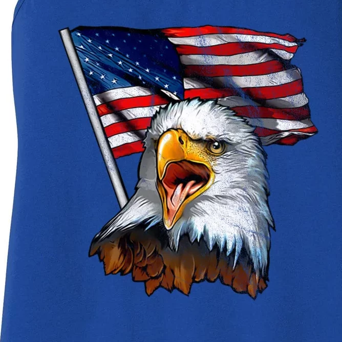 4th Of July Eagle American Flag Women's Racerback Tank