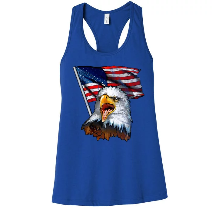 4th Of July Eagle American Flag Women's Racerback Tank