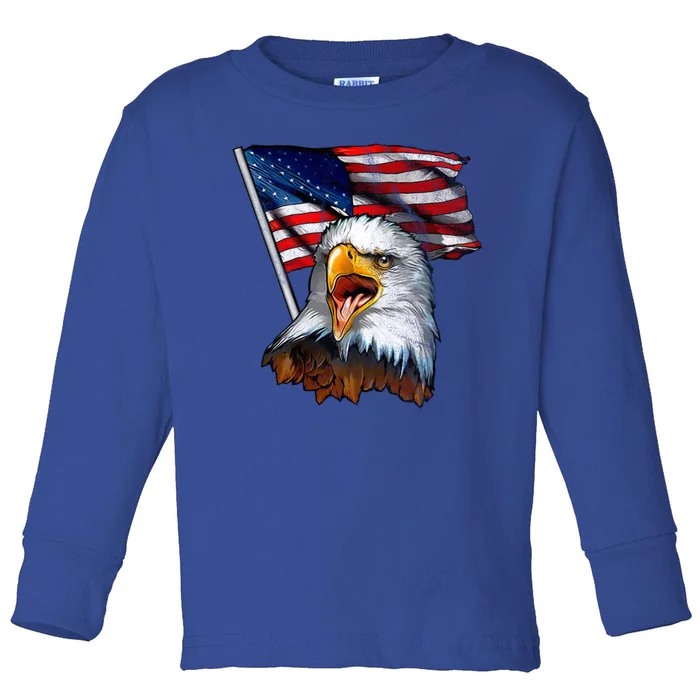 4th Of July Eagle American Flag Toddler Long Sleeve Shirt