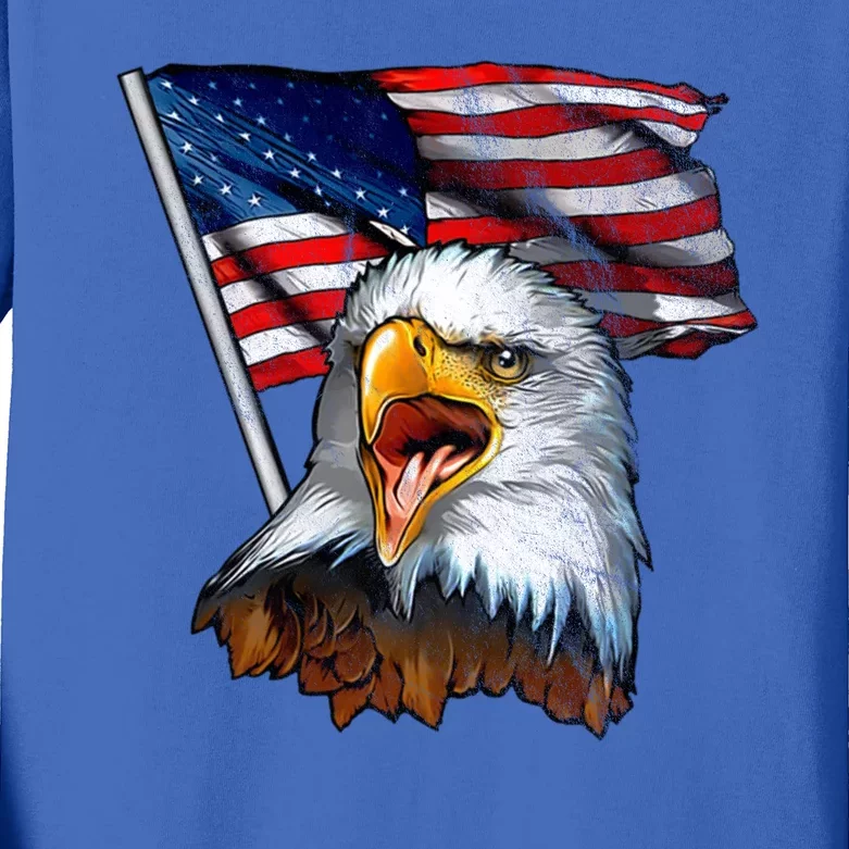 4th Of July Eagle American Flag Kids Long Sleeve Shirt