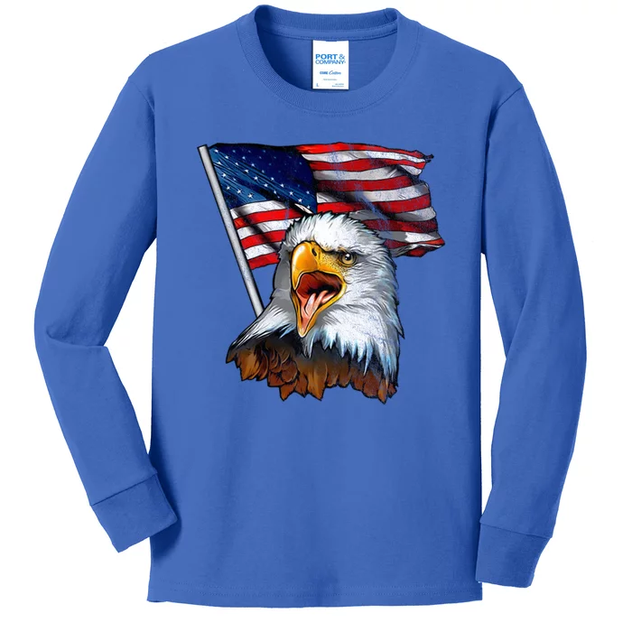 4th Of July Eagle American Flag Kids Long Sleeve Shirt