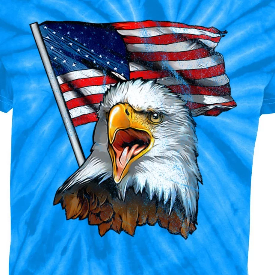 4th Of July Eagle American Flag Kids Tie-Dye T-Shirt