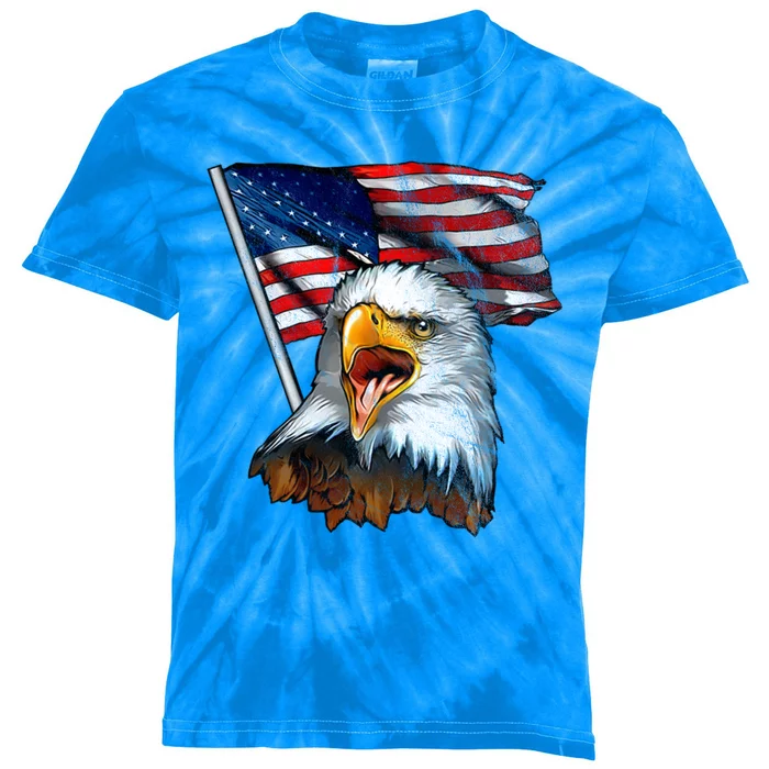 4th Of July Eagle American Flag Kids Tie-Dye T-Shirt