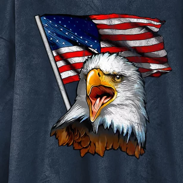 4th Of July Eagle American Flag Hooded Wearable Blanket