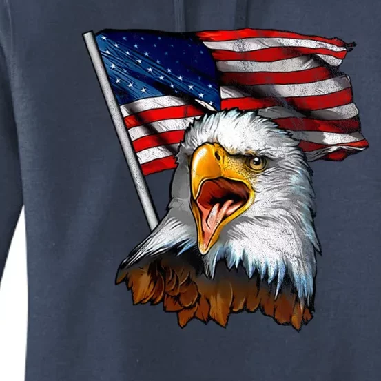 4th Of July Eagle American Flag Women's Pullover Hoodie