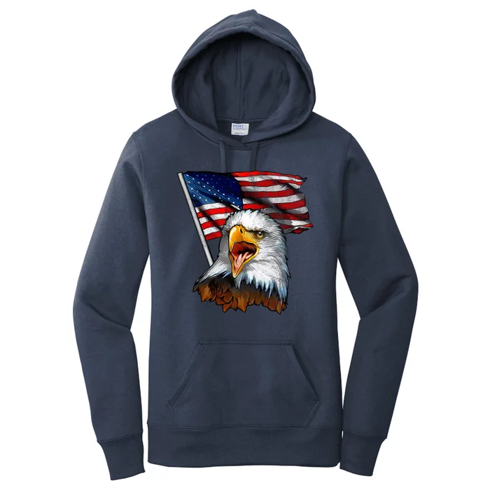 4th Of July Eagle American Flag Women's Pullover Hoodie