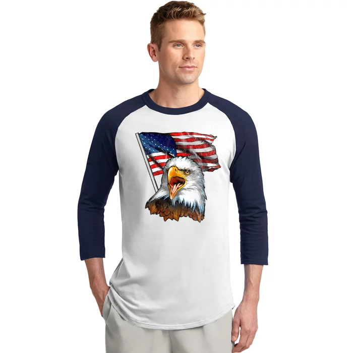 4th Of July Eagle American Flag Baseball Sleeve Shirt