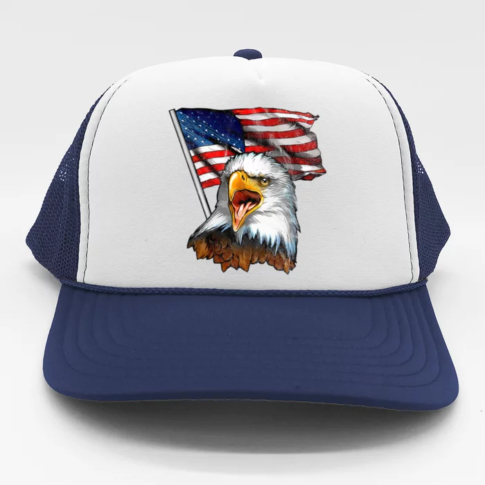 4th Of July Eagle American Flag Trucker Hat