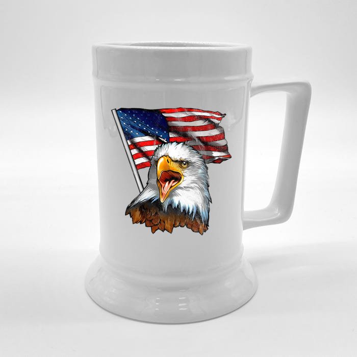 4th Of July Eagle American Flag Front & Back Beer Stein