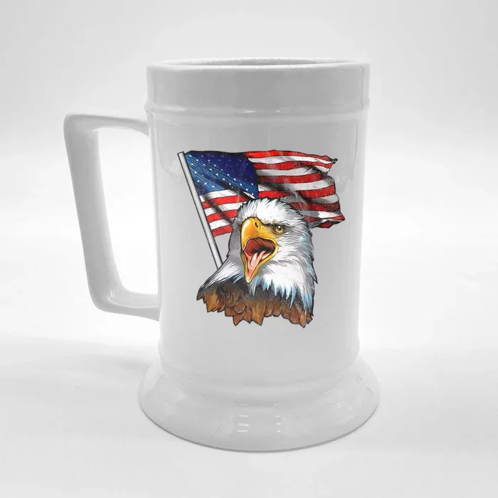 4th Of July Eagle American Flag Front & Back Beer Stein