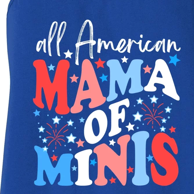 4th Of July All American Mama Of Minis Red White And Blue Gift Women's Racerback Tank