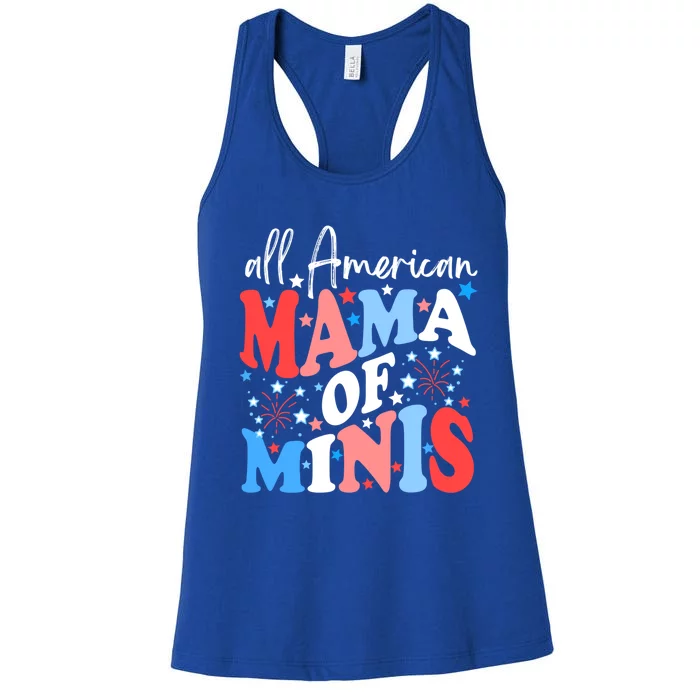 4th Of July All American Mama Of Minis Red White And Blue Gift Women's Racerback Tank