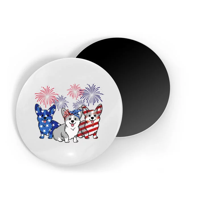 4th Of July American Flag Corgi Patriotic Dog Magnet