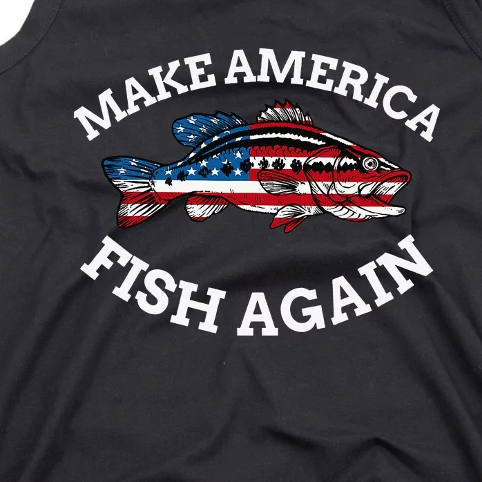 4th of July Fishing American Flag Make America Fish Again Tank Top