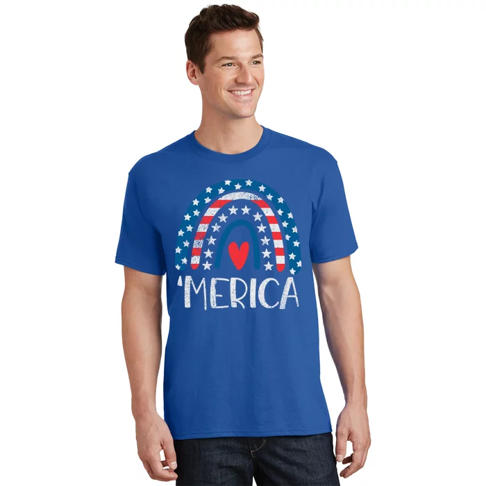 4th Of July Rainbow American Flag Merica 4th Of July Rainbow Gift T-Shirt