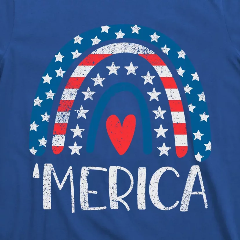 4th Of July Rainbow American Flag Merica 4th Of July Rainbow Gift T-Shirt