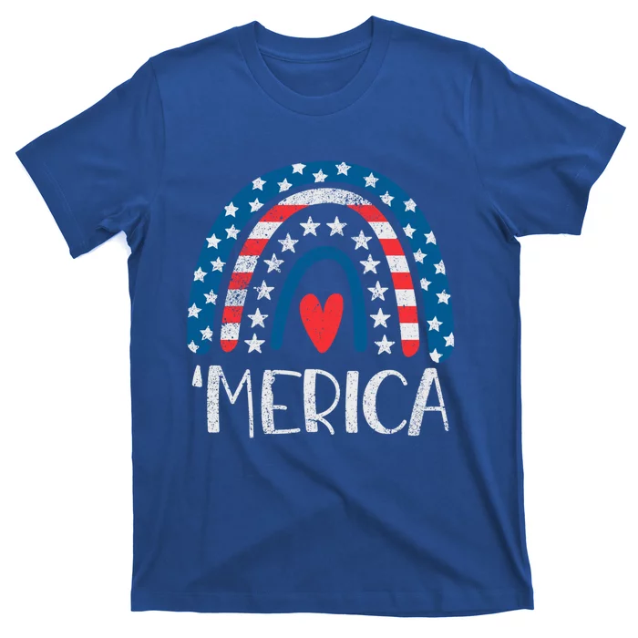 4th Of July Rainbow American Flag Merica 4th Of July Rainbow Gift T-Shirt