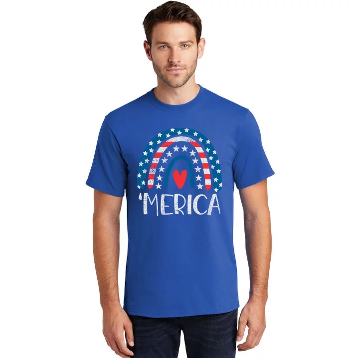 4th Of July Rainbow American Flag Merica 4th Of July Rainbow Gift Tall T-Shirt