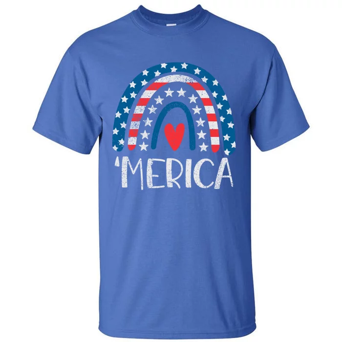 4th Of July Rainbow American Flag Merica 4th Of July Rainbow Gift Tall T-Shirt