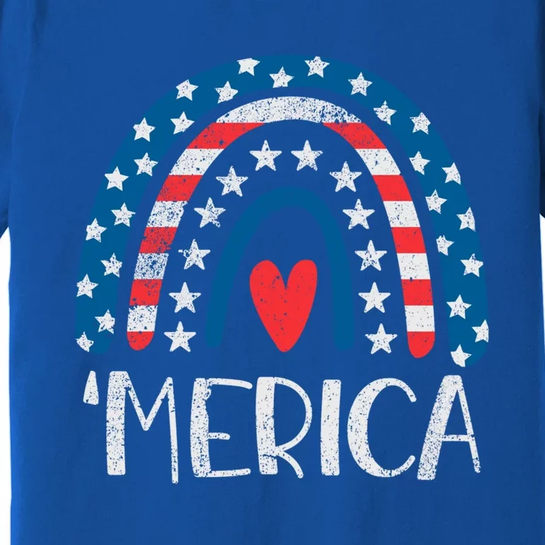 4th Of July Rainbow American Flag Merica 4th Of July Rainbow Gift Premium T-Shirt