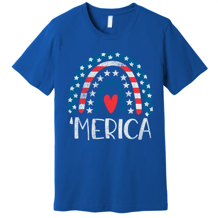 4th Of July Rainbow American Flag Merica 4th Of July Rainbow Gift Premium T-Shirt