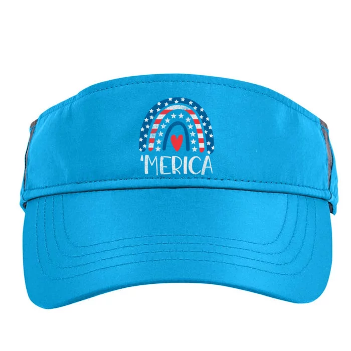 4th Of July Rainbow American Flag Merica 4th Of July Rainbow Gift Adult Drive Performance Visor