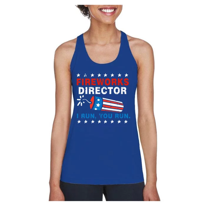 4th Of July Fireworks Director I Run You Run Women's Racerback Tank