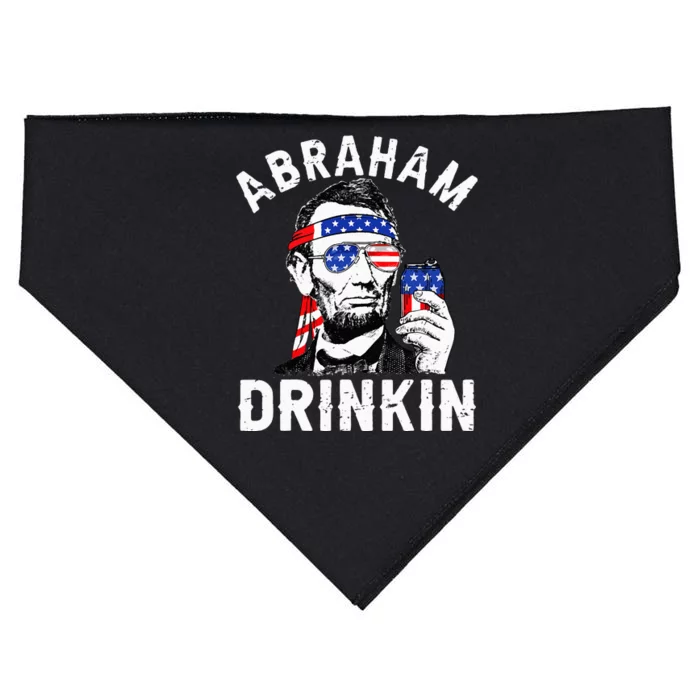 4th of July Abraham Drinking Merica Abe Lincoln Beer Lover USA-Made Doggie Bandana