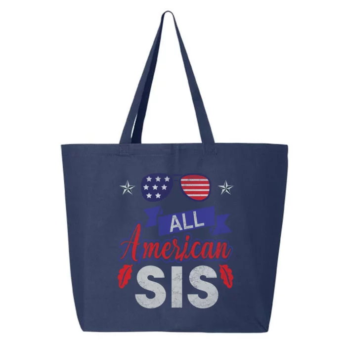 4th Of July All American Sis Tee Family Matching Sunglasses Gift 25L Jumbo Tote