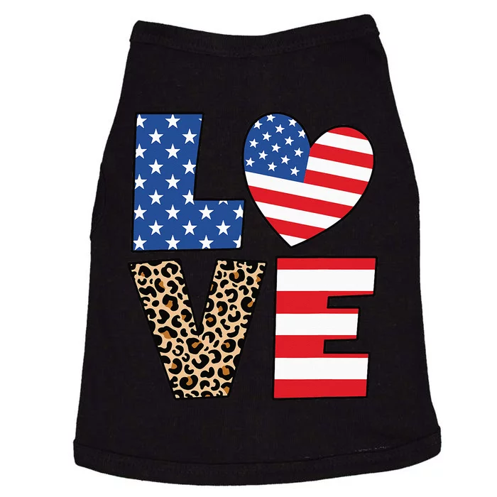 4th Of July Love Heart American Flag USA Funny Patriotic Doggie Tank