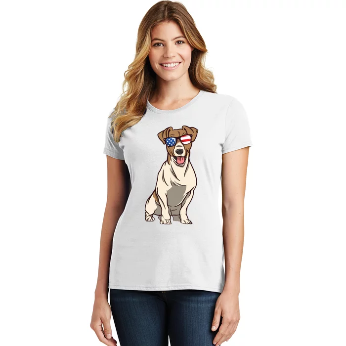 4th Of July Jack Russell Terrier Dog Patriotic USA Sunglasses Women's T-Shirt