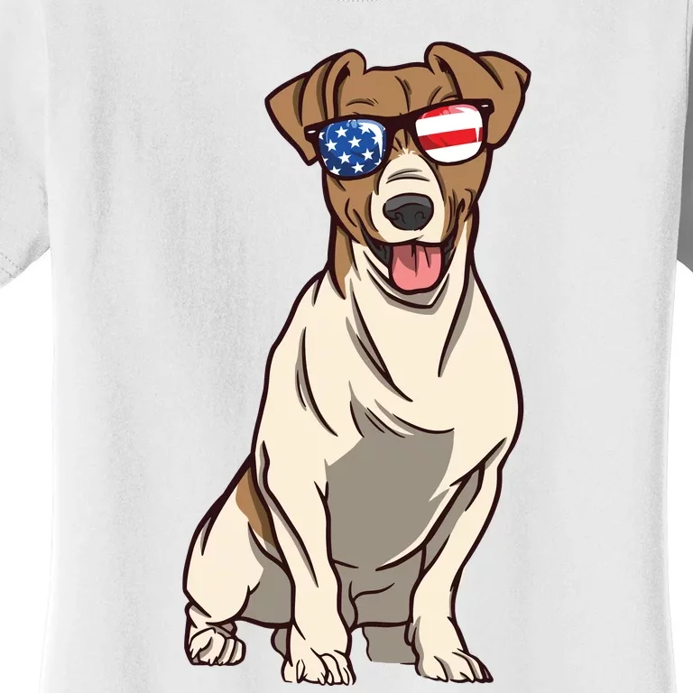 4th Of July Jack Russell Terrier Dog Patriotic USA Sunglasses Women's T-Shirt