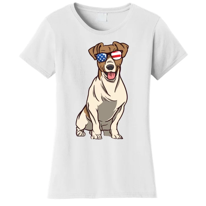 4th Of July Jack Russell Terrier Dog Patriotic USA Sunglasses Women's T-Shirt