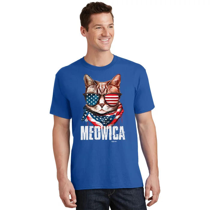 4th Of July Meowica American Flag Cat T-Shirt