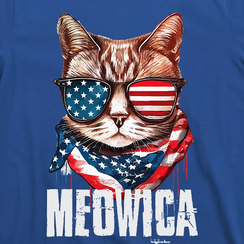 4th Of July Meowica American Flag Cat T-Shirt