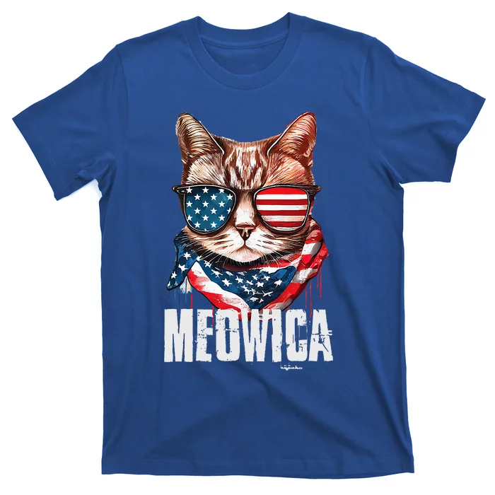 4th Of July Meowica American Flag Cat T-Shirt