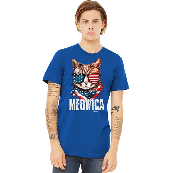 4th Of July Meowica American Flag Cat Premium T-Shirt