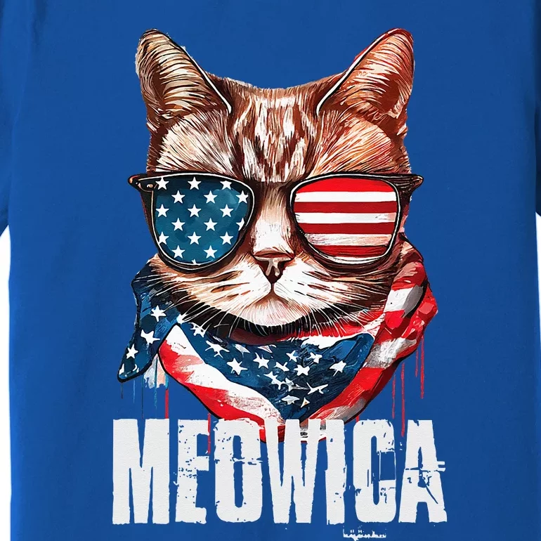 4th Of July Meowica American Flag Cat Premium T-Shirt