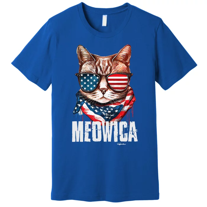 4th Of July Meowica American Flag Cat Premium T-Shirt