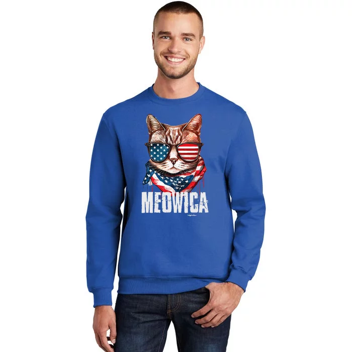 4th Of July Meowica American Flag Cat Tall Sweatshirt