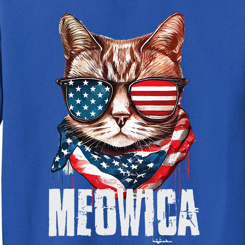 4th Of July Meowica American Flag Cat Tall Sweatshirt