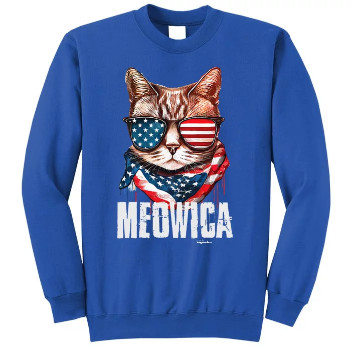 4th Of July Meowica American Flag Cat Tall Sweatshirt