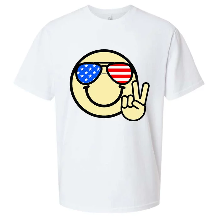 4th Of July Smile Face Sueded Cloud Jersey T-Shirt